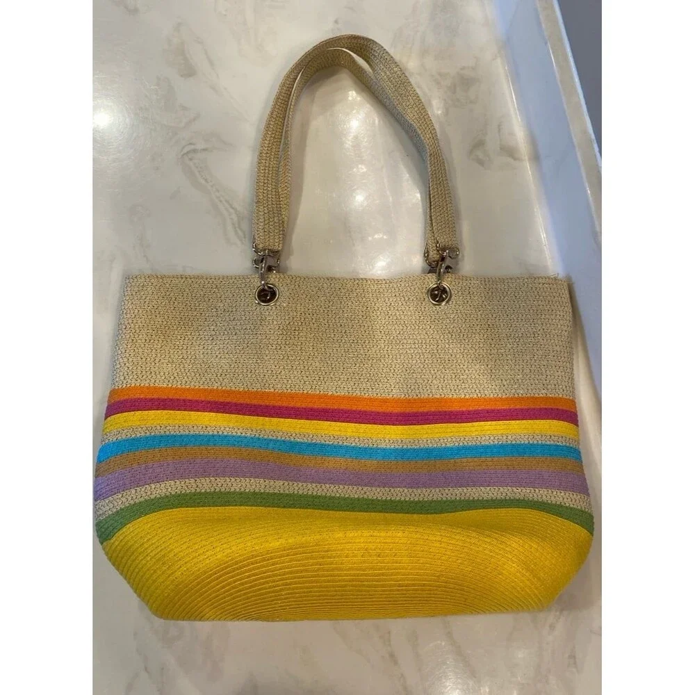 Unbranded Beach‎ Tote Bag Large Multicolor EUC Boho Metallic Tassel Shoulder Bag